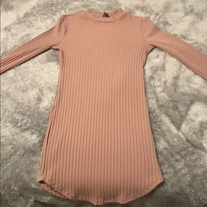 Dusty rose long sleeve ribbed dress
